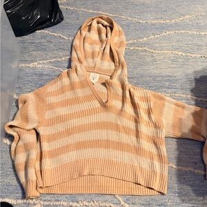 Billabong V-Neck Striped Sweater - Cream and Tan